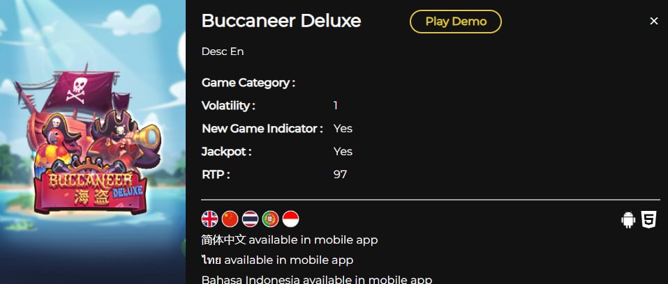 Buccaneer Deluxe info