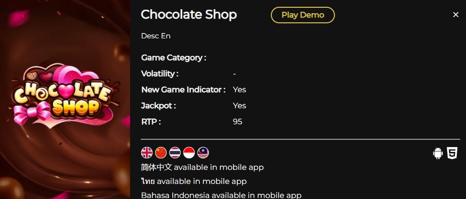 Chocolate Shop game info
