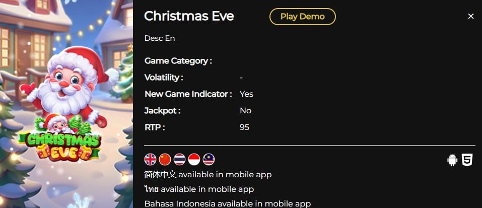 Christmas Eve game info